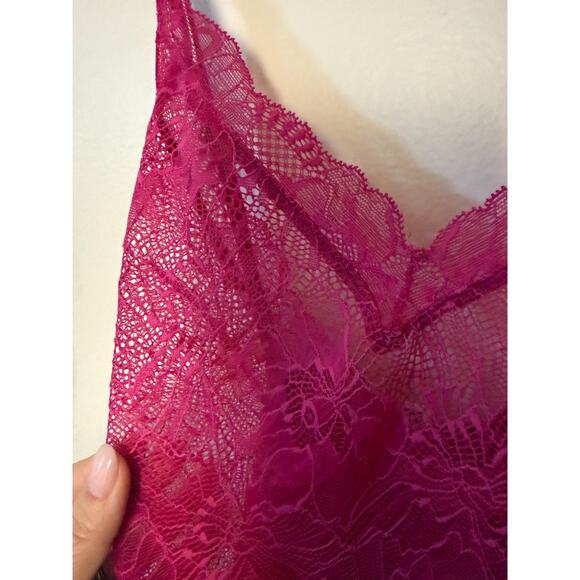 Victoria's Secret Hot Pink Lace Slip Medium Sheer Lingerie Y2K Valentine's - Picture 4 of 8